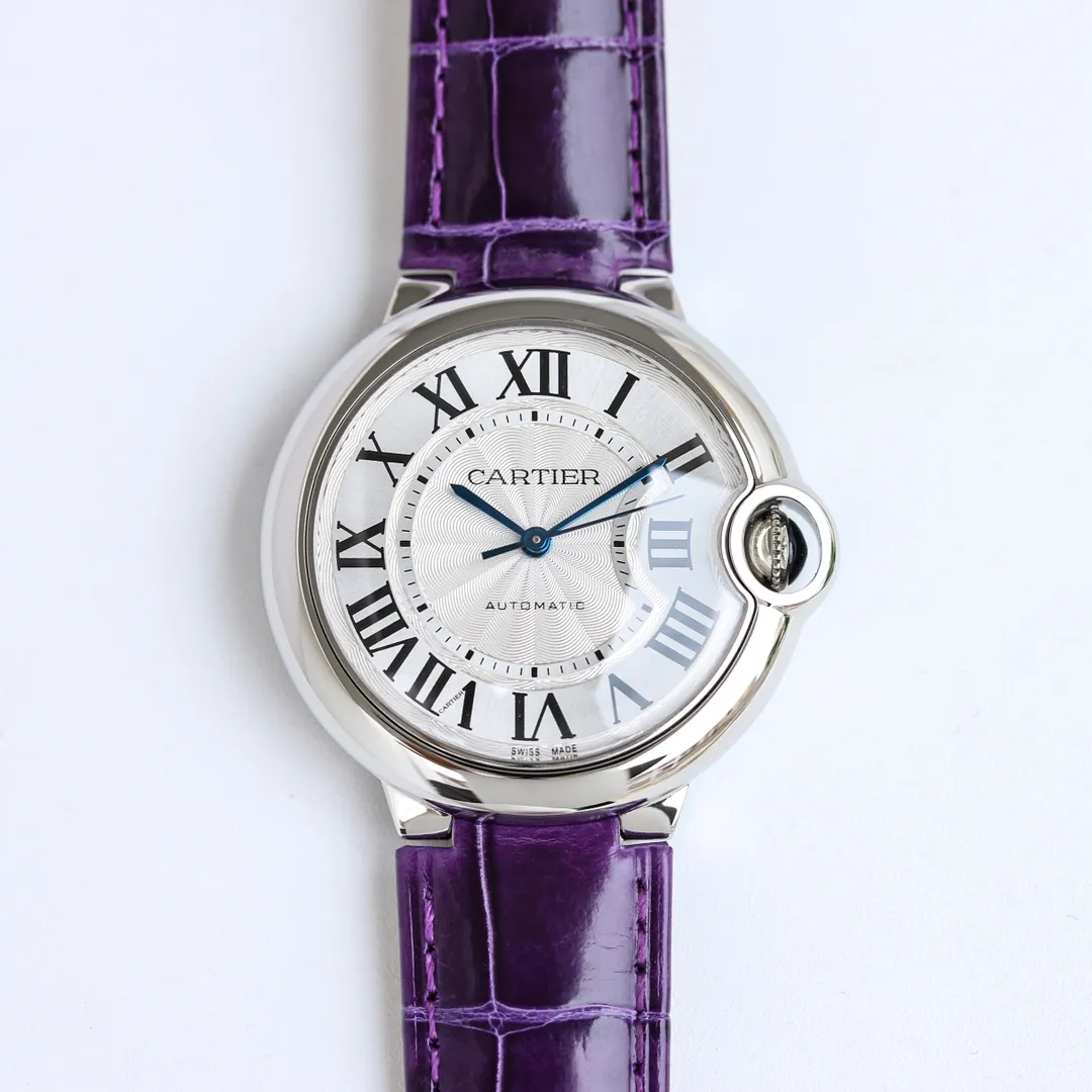 Cartier Ballon Bleu 1450 Purple Leather Replica Watch –  Fake Cartier Timepiece EyeCatching 2746