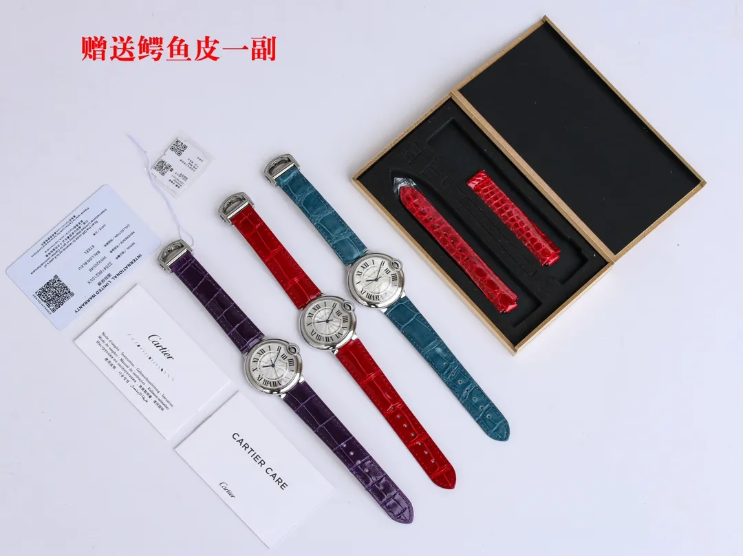 Cartier Ballon Bleu 1450 Purple Leather Replica Watch –  Fake Cartier Timepiece EyeCatching 2746