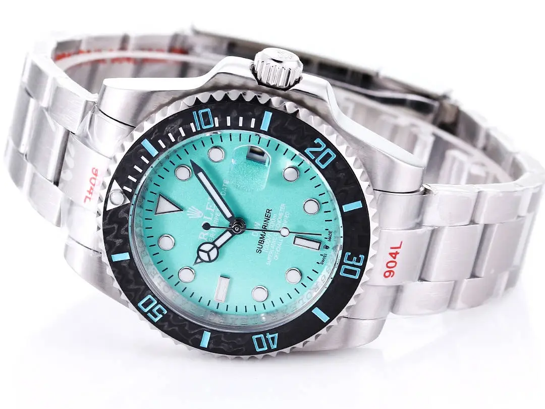 FastDry VS Factory Rolex Submariner PARAKEET Custom Watch – Gradient Green Dial, Carbon Fiber Bezel, Stainless Steel 327