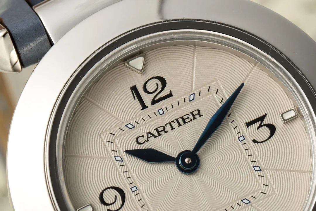 AF Factory Cartier Pasha de Cartier Stainless Steel Watch with Blue Leather Strap and White Dial Sophisticated 5399