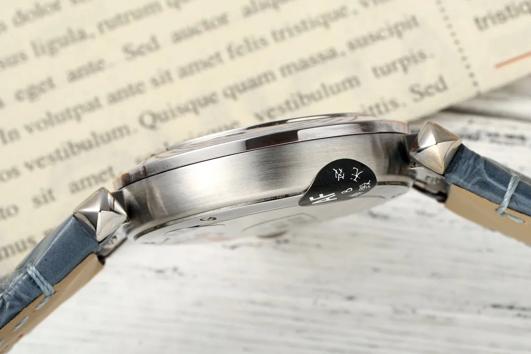 AF Factory Cartier Pasha de Cartier Stainless Steel Watch with Blue Leather Strap and White Dial Sophisticated 5399