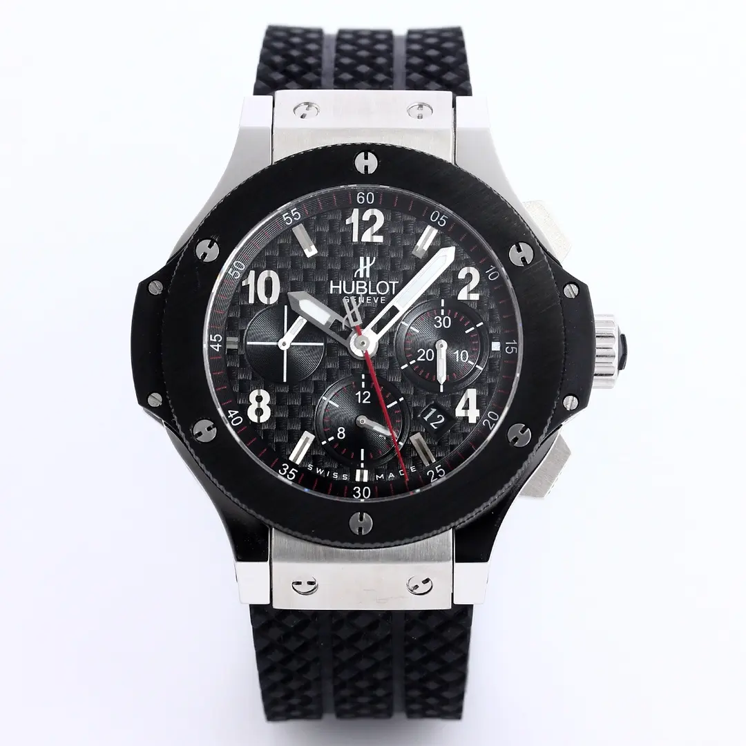 TMF Factory Hublot Big Bang 44mm Black Ceramic & Stainless Steel Chronograph Watch with Rubber Strap – Super Clone Edition EyeCatching 7451