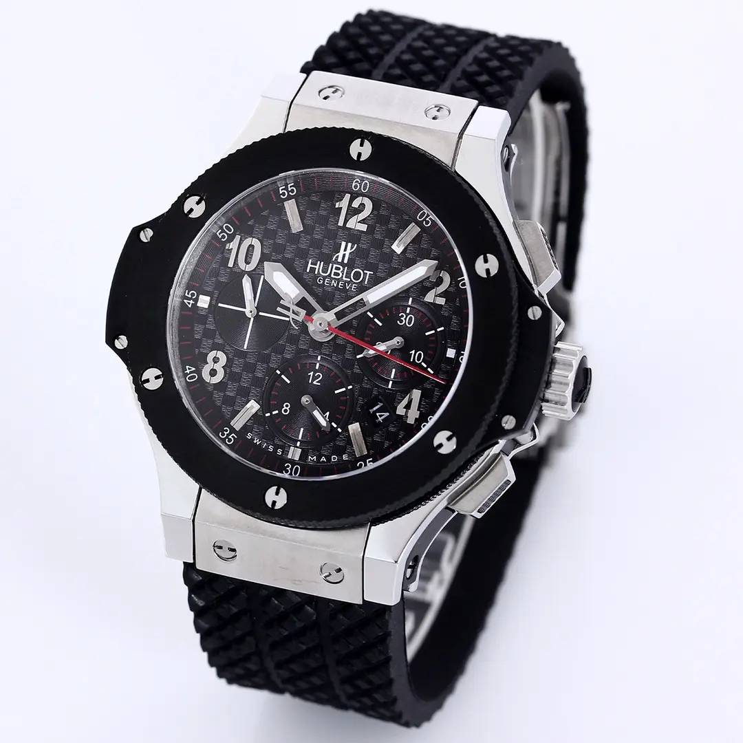 Timeless WWF Factory Hublot Big Bang 44mm Black Ceramic & Stainless Steel Chronograph Watch with Rubber Strap – Super Clone Edition 8196