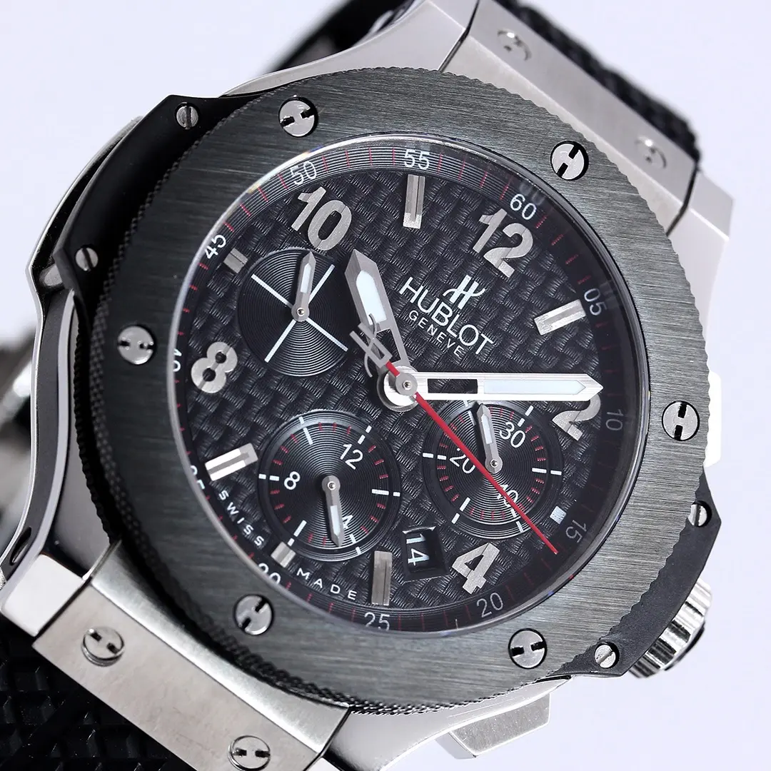 Timeless WWF Factory Hublot Big Bang 44mm Black Ceramic & Stainless Steel Chronograph Watch with Rubber Strap – Super Clone Edition 8196