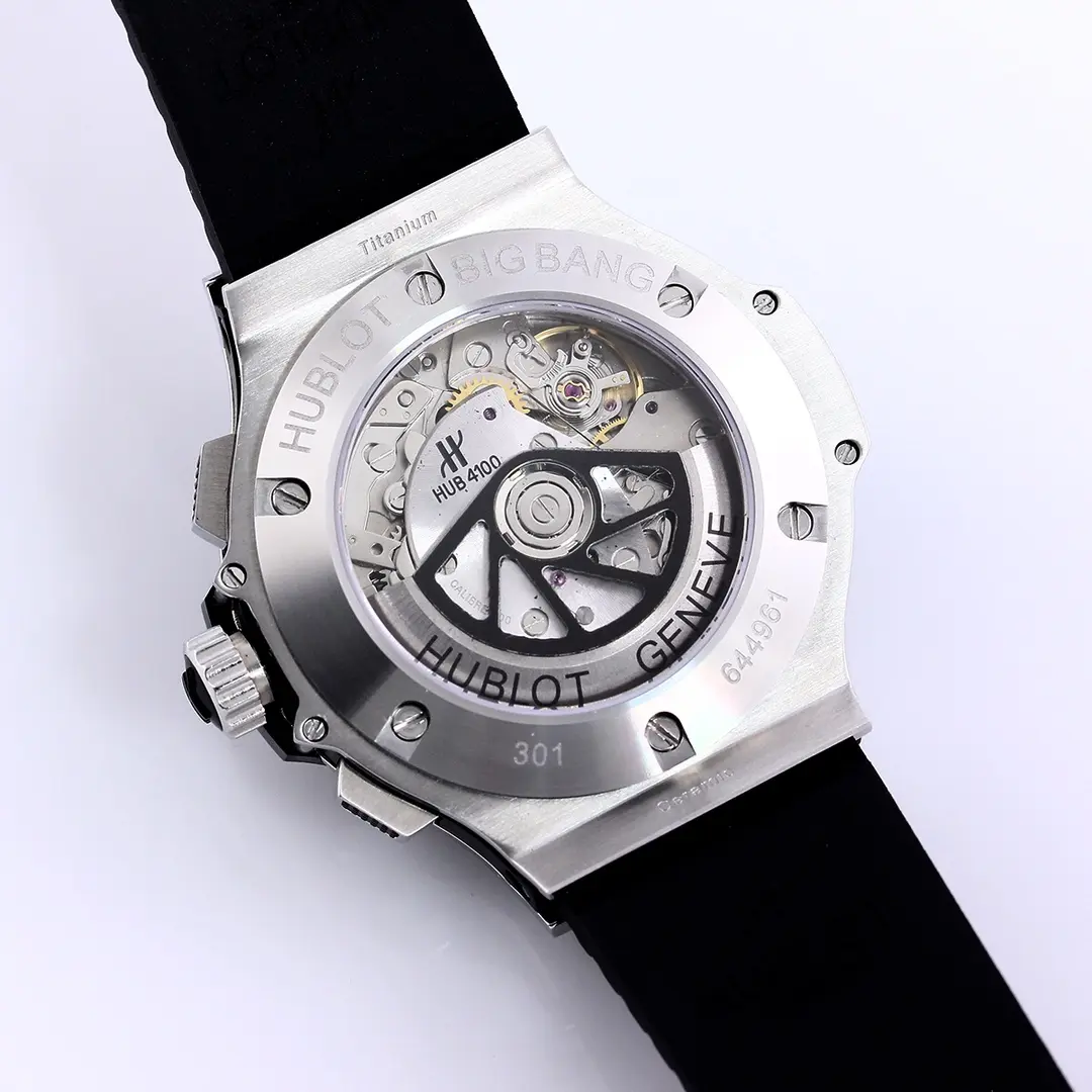 Timeless WWF Factory Hublot Big Bang 44mm Black Ceramic & Stainless Steel Chronograph Watch with Rubber Strap – Super Clone Edition 8196