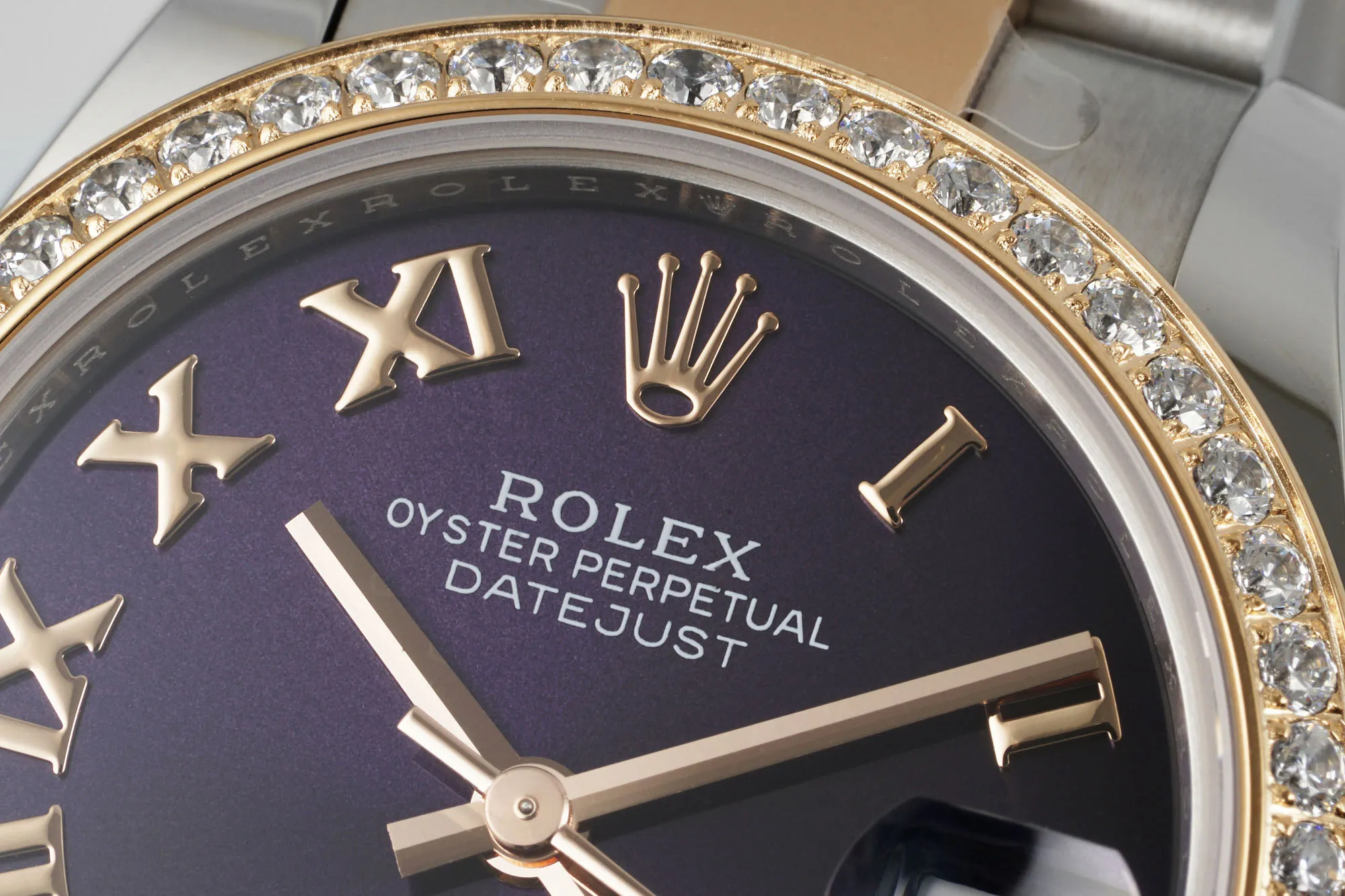 Elegant AR Factory Rolex Datejust 31mm Purple Dial Diamond Bezel Two-Tone Oyster Bracelet Ladies Watch 4991