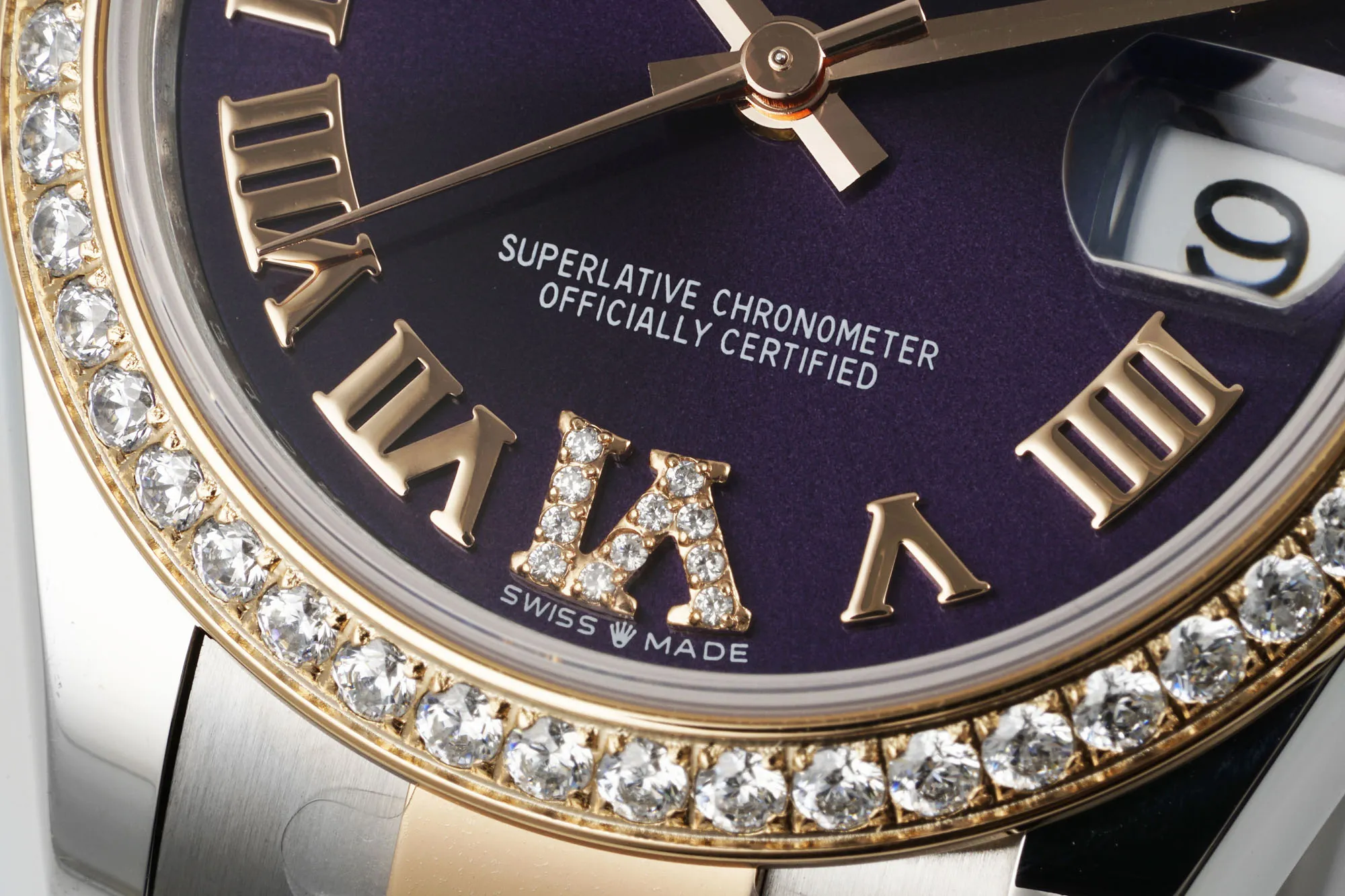 Elegant AR Factory Rolex Datejust 31mm Purple Dial Diamond Bezel Two-Tone Oyster Bracelet Ladies Watch 4991