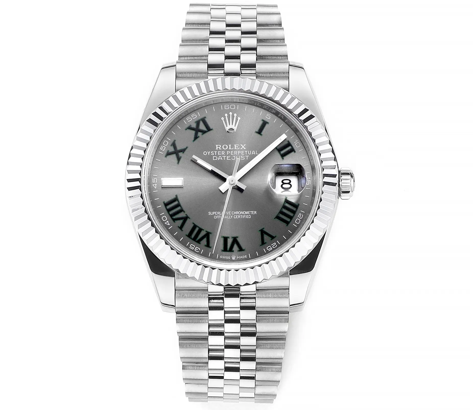 EasyCare VS Factory Rolex Datejust 41mm Watch – Silver with Grey Dial, Fluted Bezel, Super Clone VSF Watch 4321