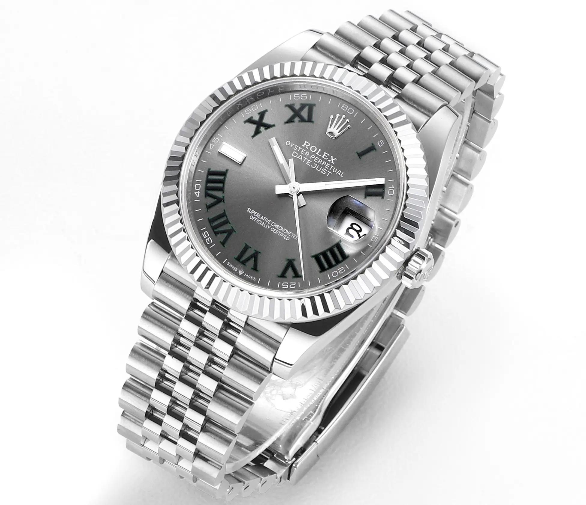EasyCare VS Factory Rolex Datejust 41mm Watch – Silver with Grey Dial, Fluted Bezel, Super Clone VSF Watch 4321