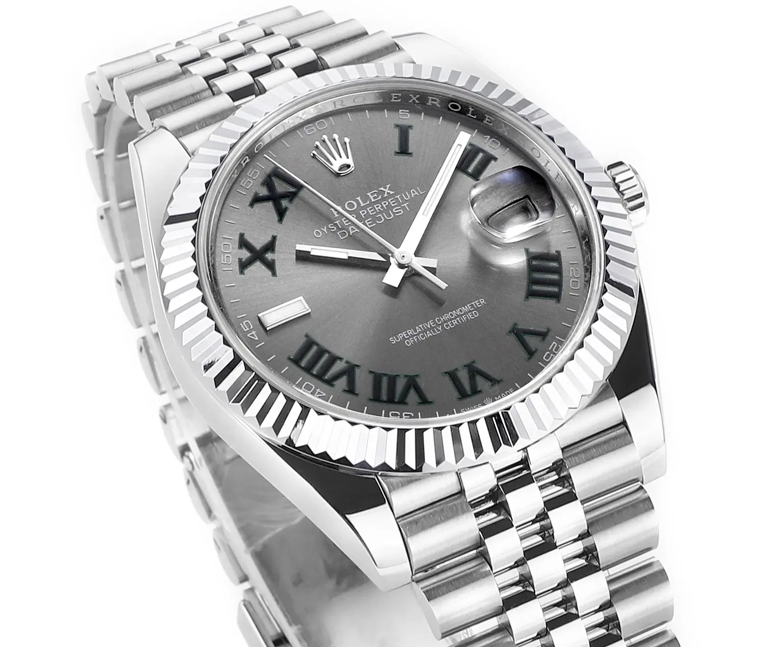 EasyCare VS Factory Rolex Datejust 41mm Watch – Silver with Grey Dial, Fluted Bezel, Super Clone VSF Watch 4321