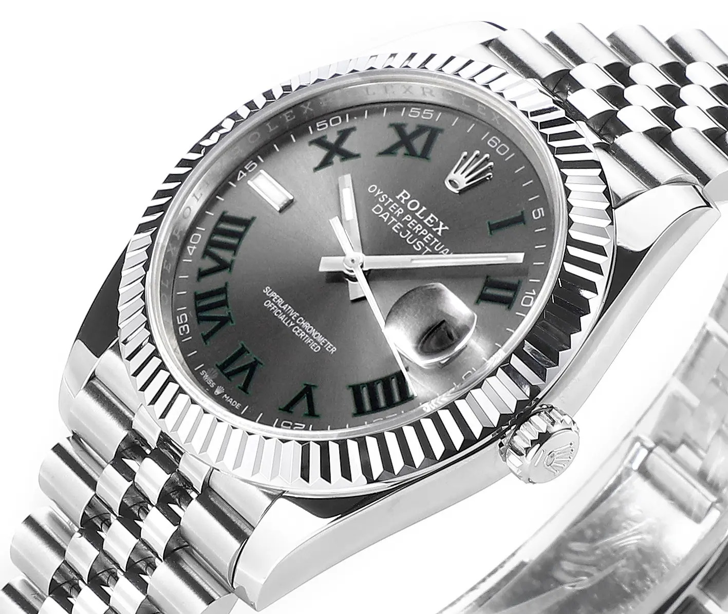 EasyCare VS Factory Rolex Datejust 41mm Watch – Silver with Grey Dial, Fluted Bezel, Super Clone VSF Watch 4321