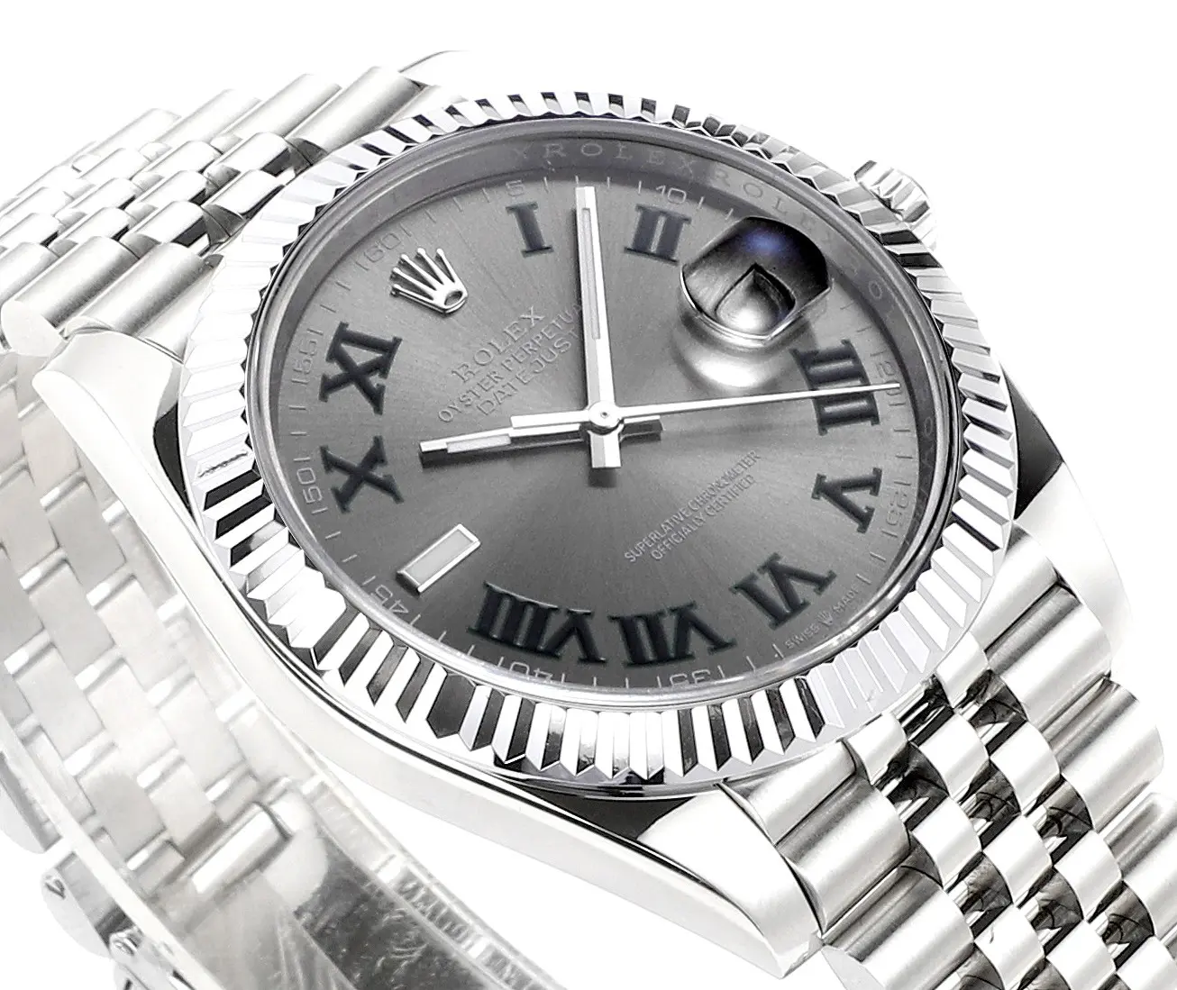 EasyCare VS Factory Rolex Datejust 41mm Watch – Silver with Grey Dial, Fluted Bezel, Super Clone VSF Watch 4321