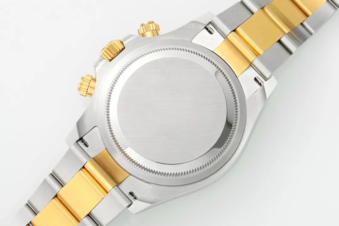 Rolex Daytona Watch – Two-Tone Stainless Steel and Gold, Black Dial, Chronograph Style Durable 49