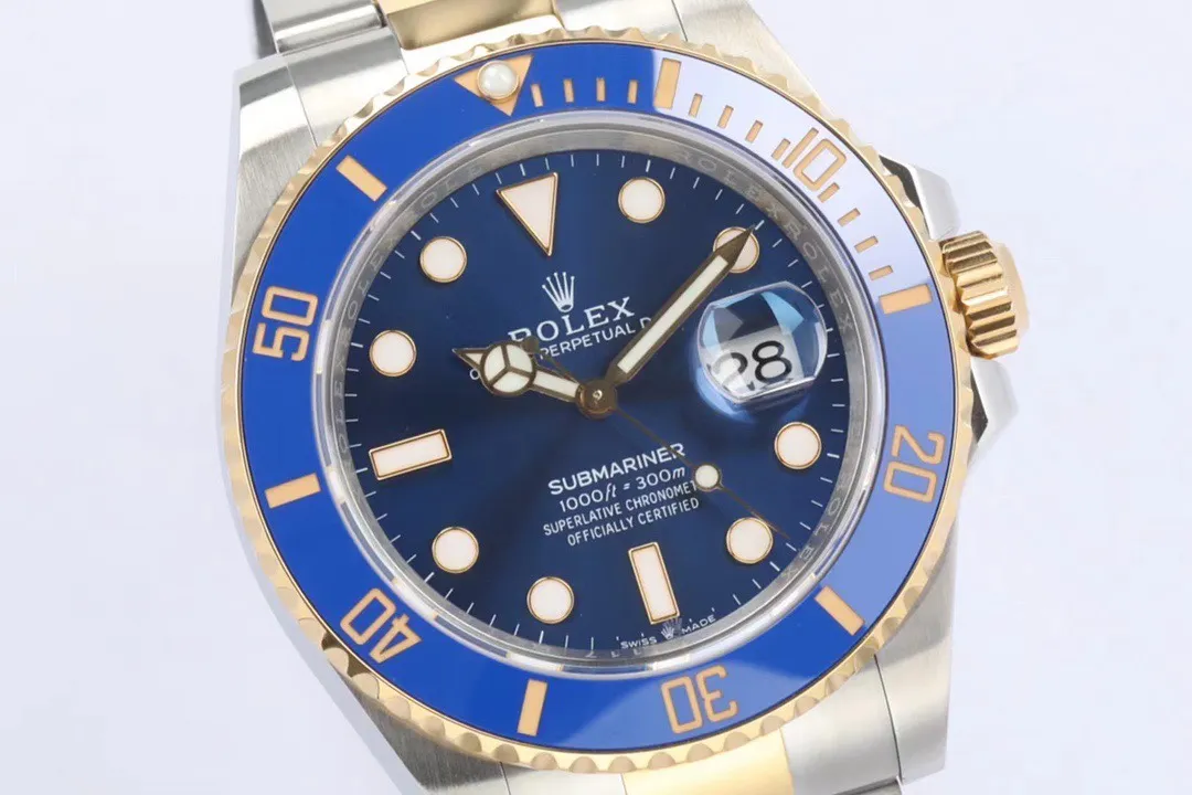 MoistureWicking VS Factory Rolex Submariner 40mm Date Two-Tone Steel and Yellow Gold Blue Dial and Bezel Watch 320