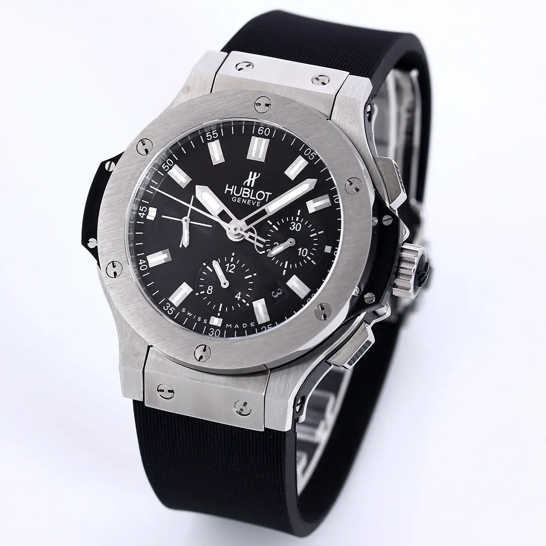 GS Factory Hublot Big Bang 44mm Black Rubber Strap Chronograph Watch – Silver Case | Super Clone Watch EasyCare 5827