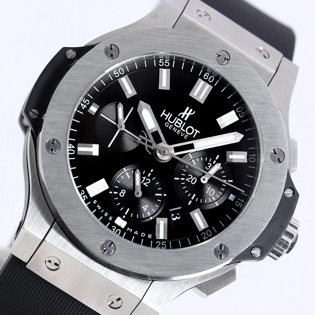 GS Factory Hublot Big Bang 44mm Black Rubber Strap Chronograph Watch – Silver Case | Super Clone Watch EasyCare 5827
