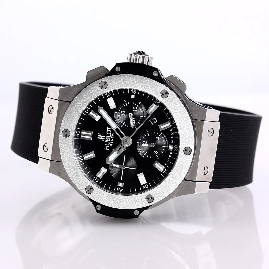 GS Factory Hublot Big Bang 44mm Black Rubber Strap Chronograph Watch – Silver Case | Super Clone Watch EasyCare 5827