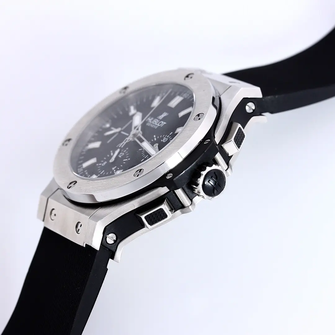 GS Factory Hublot Big Bang 44mm Black Rubber Strap Chronograph Watch – Silver Case | Super Clone Watch EasyCare 5827