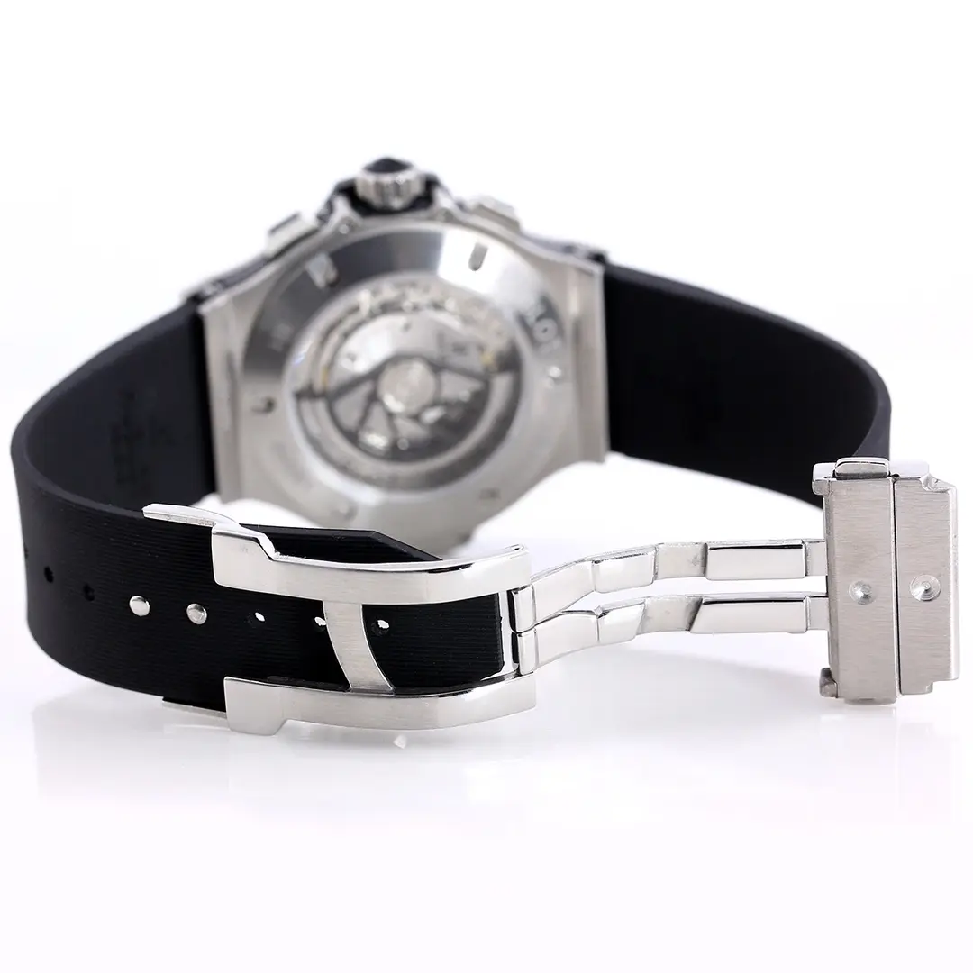 GS Factory Hublot Big Bang 44mm Black Rubber Strap Chronograph Watch – Silver Case | Super Clone Watch EasyCare 5827