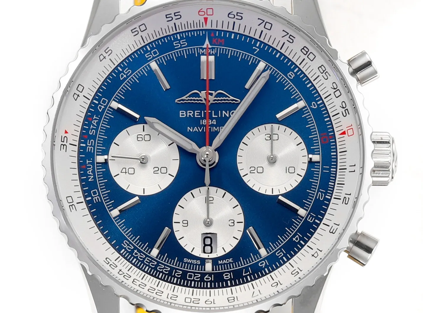 BLS Factory Breitling Navitimer B01 Chronograph 43mm Blue Dial Silver Case Brown Leather Strap Watch Seasonal 5554