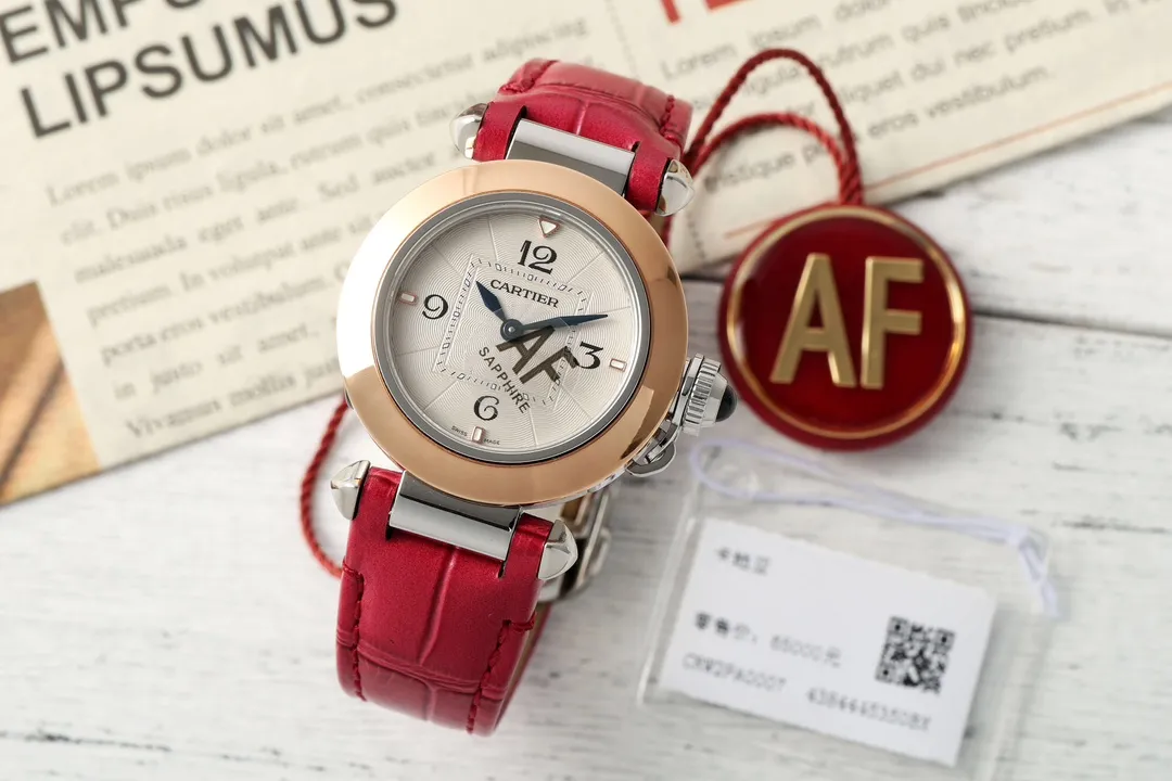 Supportive Cartier Ballon Bleu de Cartier Women’s Watch – Rose Gold & Steel Case, White Dial, Red Leather Strap, Luxury Automatic Timepiece 2820