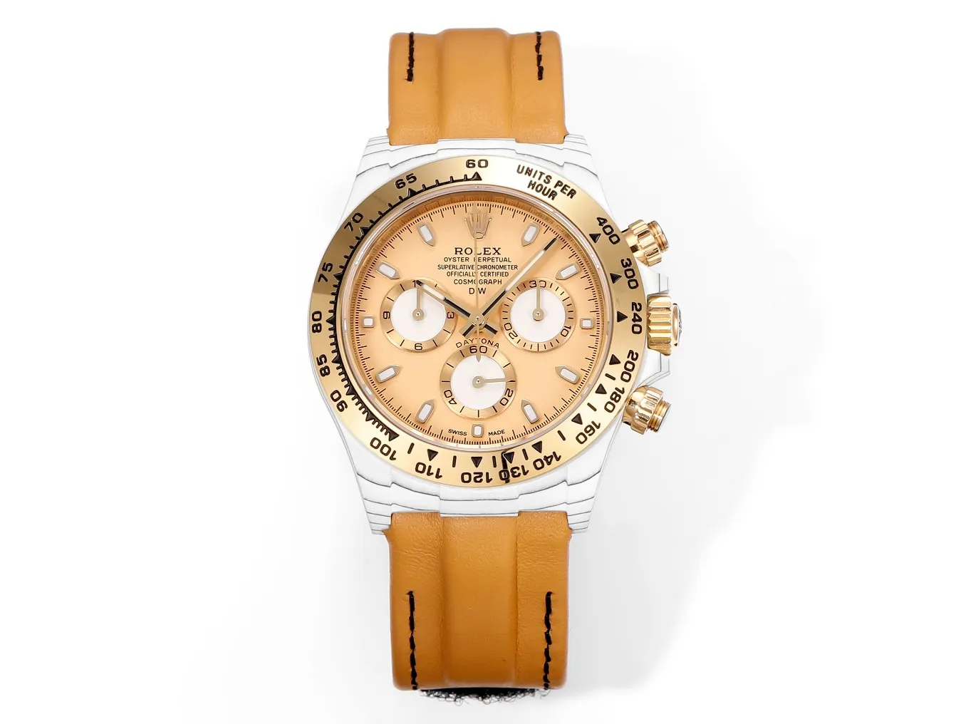 GoAnywhere Rolex Daytona Carbon Fiber Custom Edition – Champagne Dial, Brown Strap, Enhanced Night Glow Case by VSF Watches Official Store 21