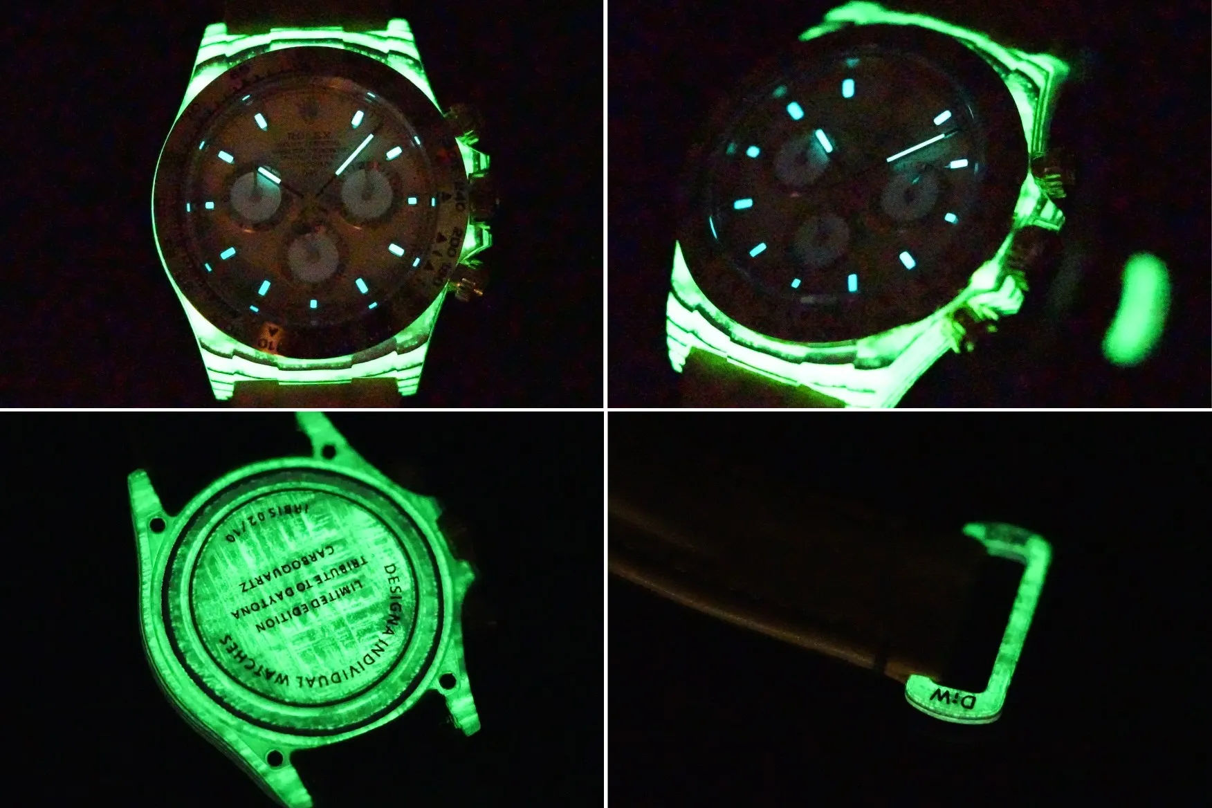 GoAnywhere Rolex Daytona Carbon Fiber Custom Edition – Champagne Dial, Brown Strap, Enhanced Night Glow Case by VSF Watches Official Store 21