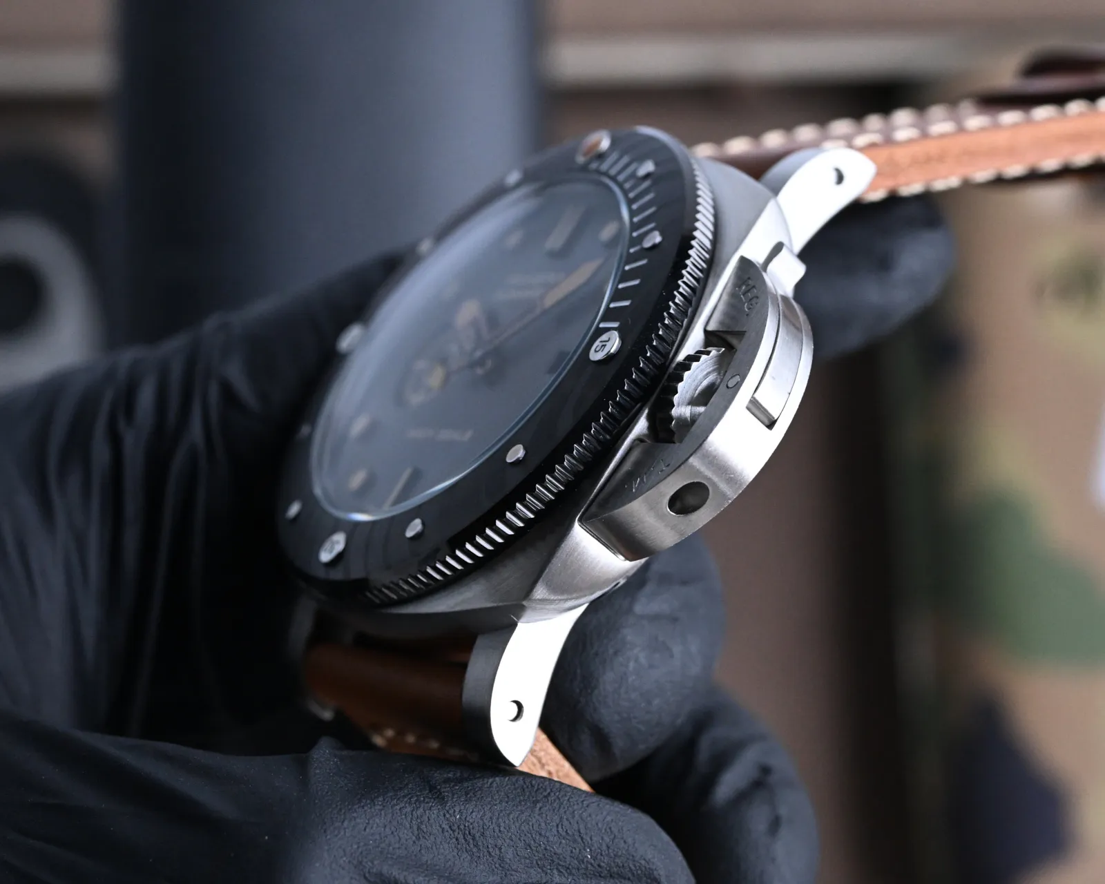 Lightweight Panerai Luminor Submersible Navy Seals Black Dial Brown Leather Strap Men’s Diver Watch 816