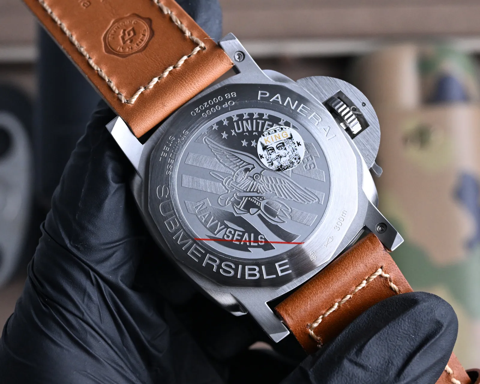 Lightweight Panerai Luminor Submersible Navy Seals Black Dial Brown Leather Strap Men’s Diver Watch 816