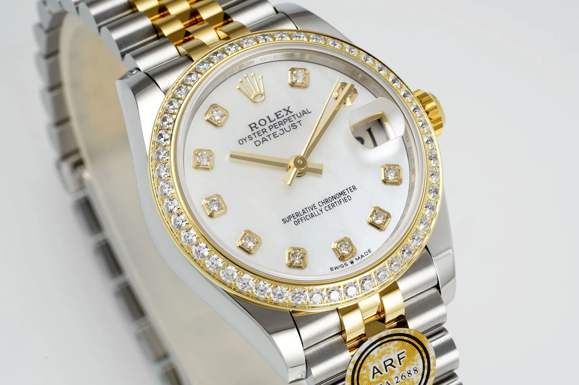 MoistureWicking AR Factory Rolex Datejust 31mm White Mother-of-Pearl Dial Diamond Bezel Two-Tone Steel and Yellow Gold Jubilee Bracelet Luxury Women’s Watch 4888