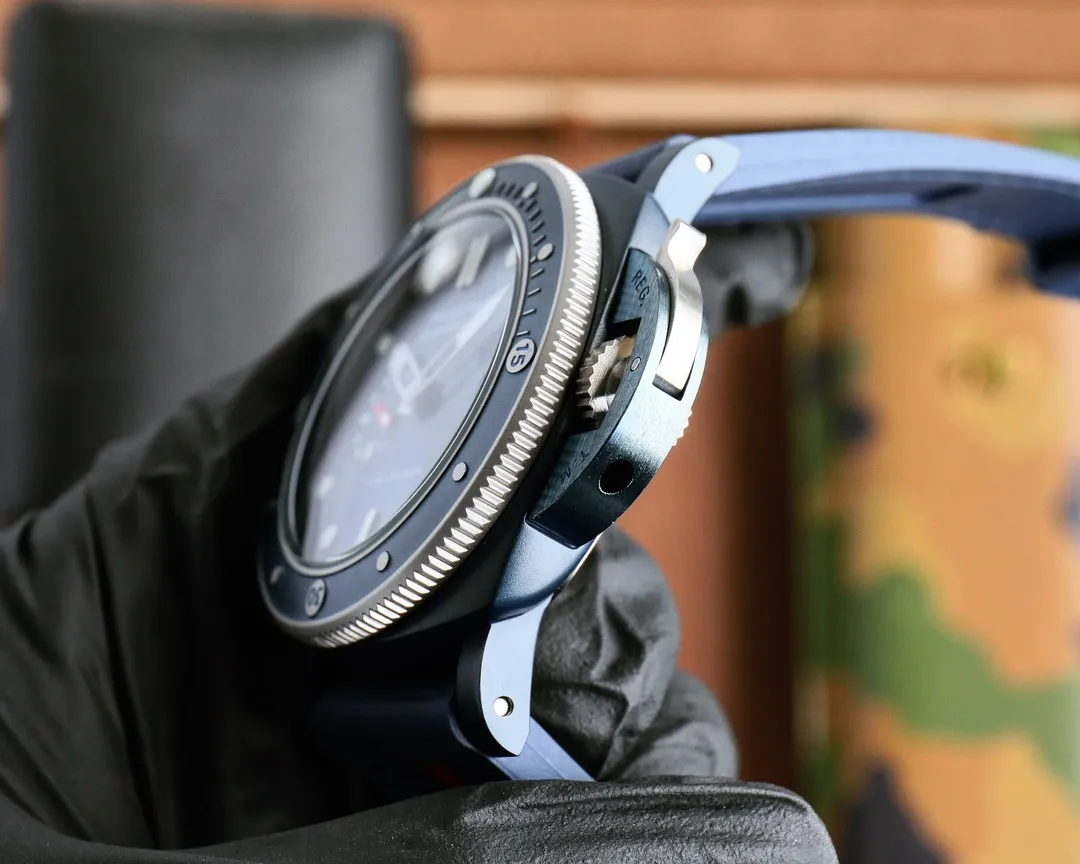 Panerai Submersible Luna Rossa Blue Dial Navy Blue Fabric Strap with Red Stripe Men’s Dive Watch Modern 784