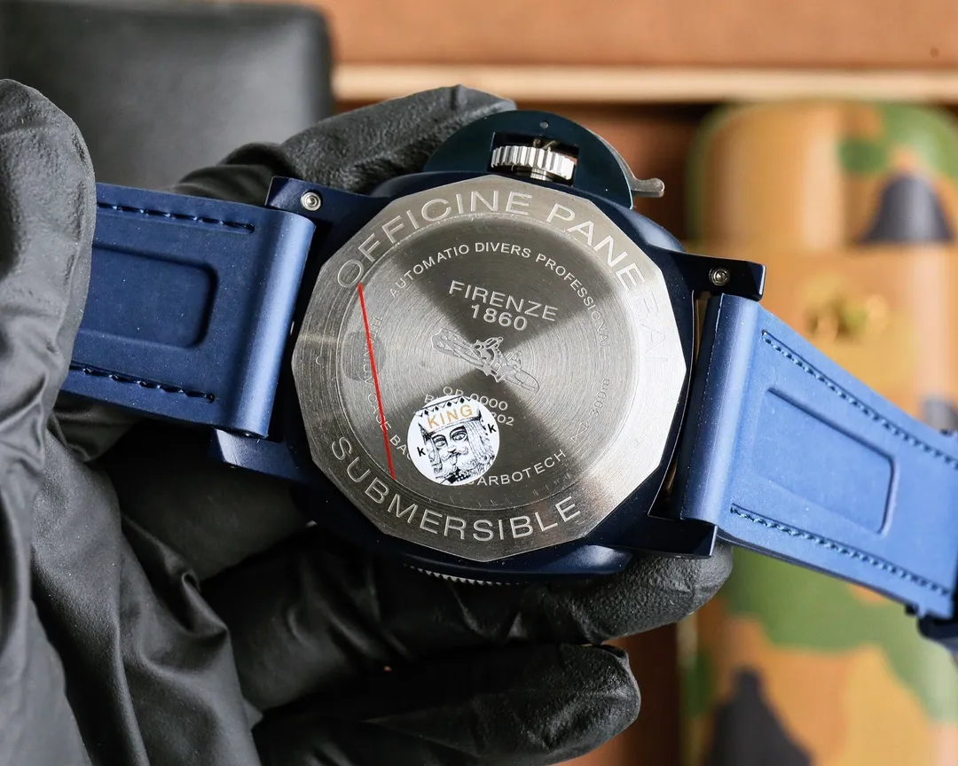 Panerai Submersible Luna Rossa Blue Dial Navy Blue Fabric Strap with Red Stripe Men’s Dive Watch Modern 784