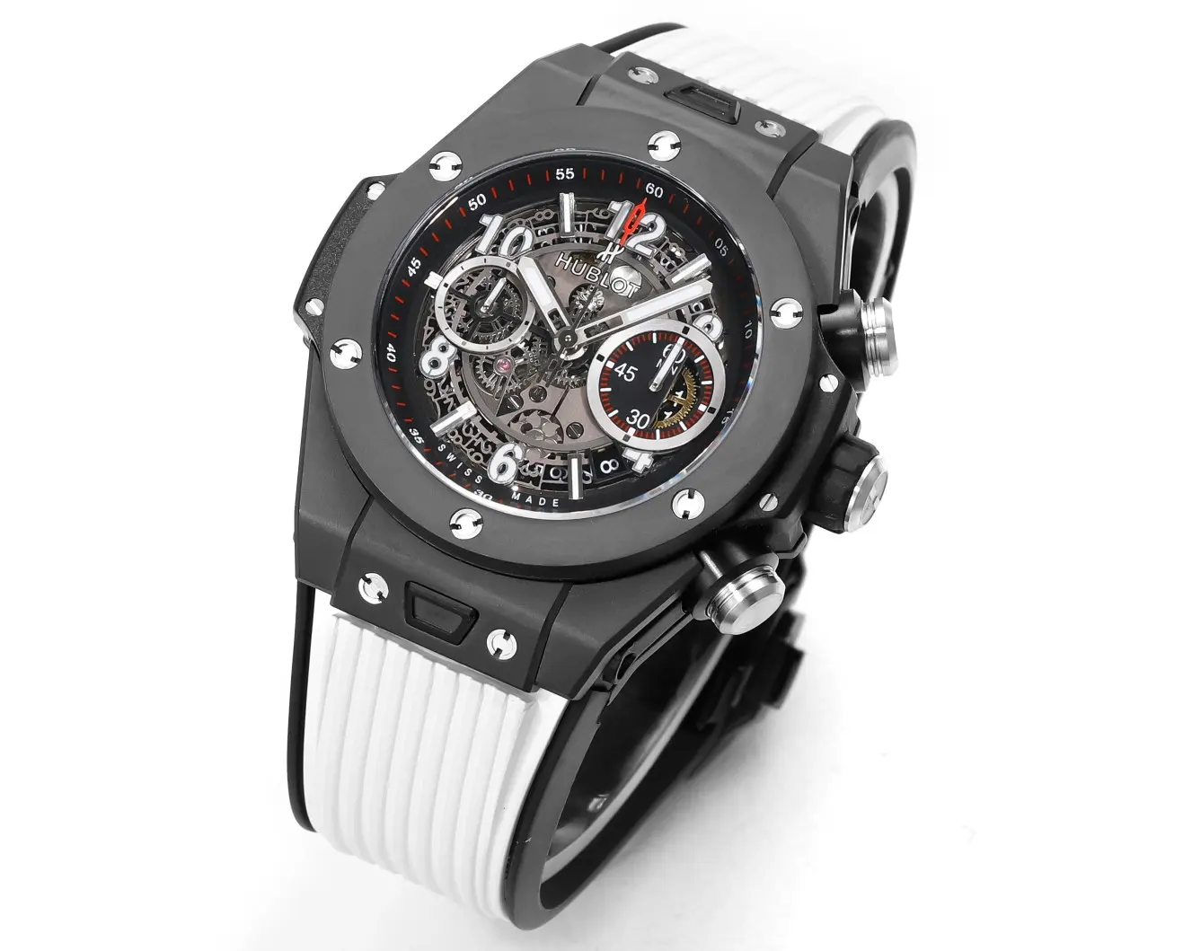Stretchable ZF Factory Hublot Big Bang Unico  Ceramic Watch – Black with Rubber Strap, 45mm – Super Clone Excellence 1231