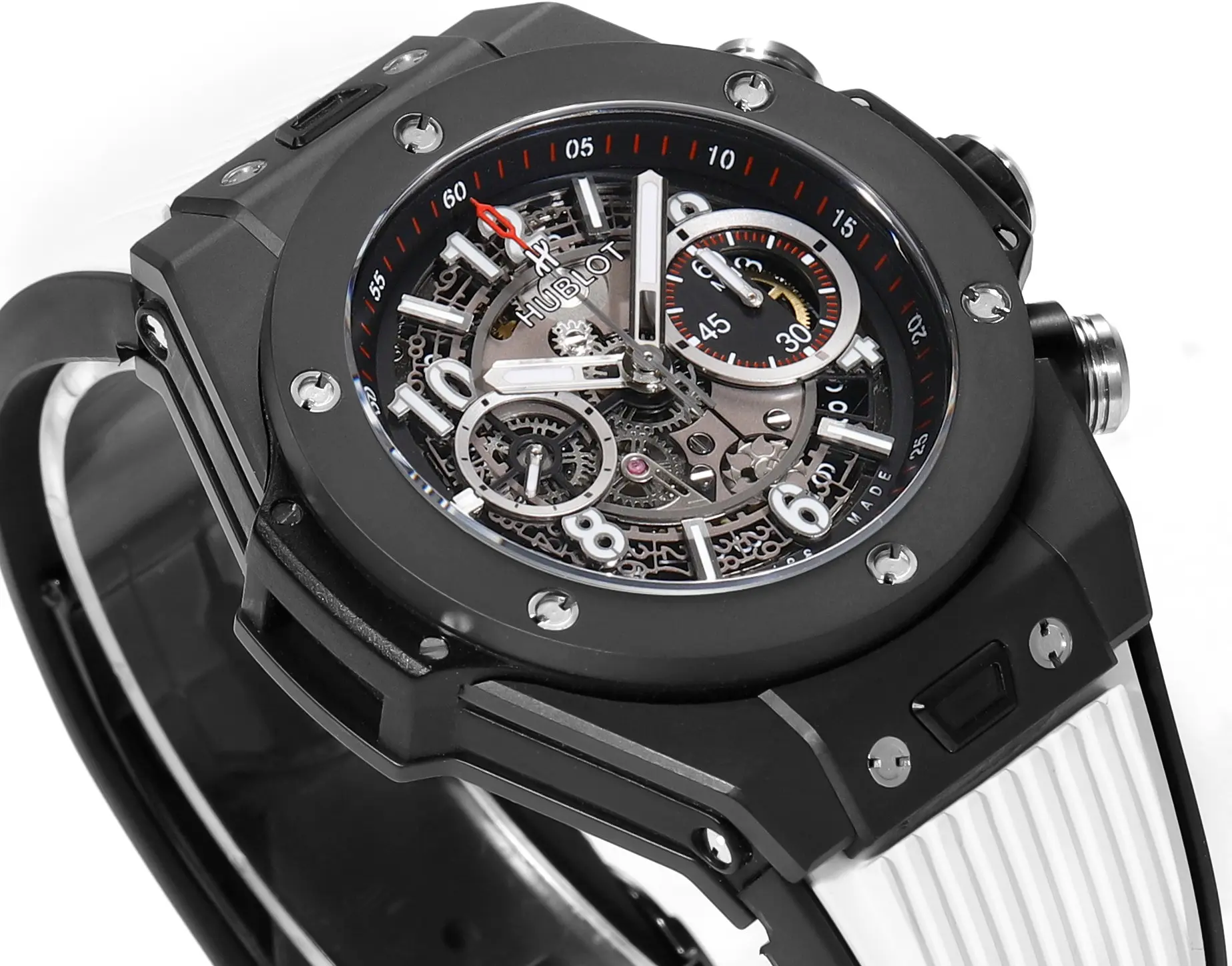 Stretchable ZF Factory Hublot Big Bang Unico  Ceramic Watch – Black with Rubber Strap, 45mm – Super Clone Excellence 1231