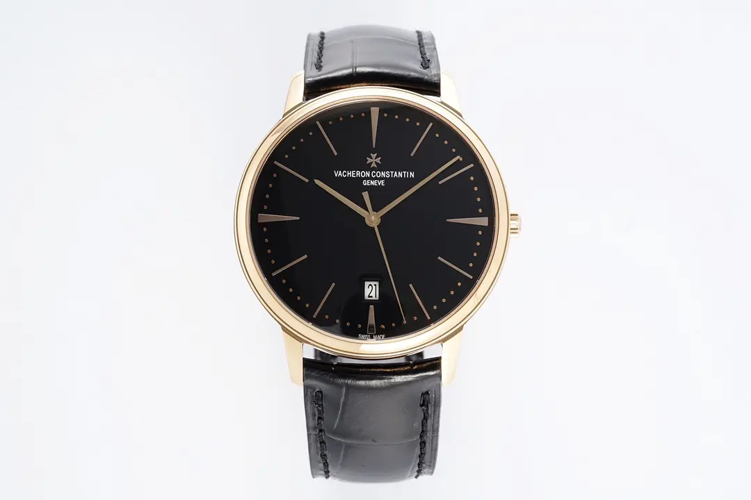 Popular PPF Factory Vacheron Constantin Patrimony 85180 Series Watch – Rose Gold Case, Black Dial, Leather Strap, 40MM, Best Super Clone Quality 7163