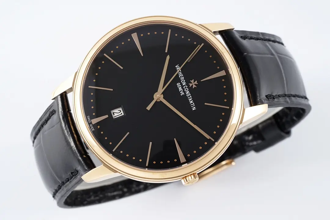 Popular PPF Factory Vacheron Constantin Patrimony 85180 Series Watch – Rose Gold Case, Black Dial, Leather Strap, 40MM, Best Super Clone Quality 7163
