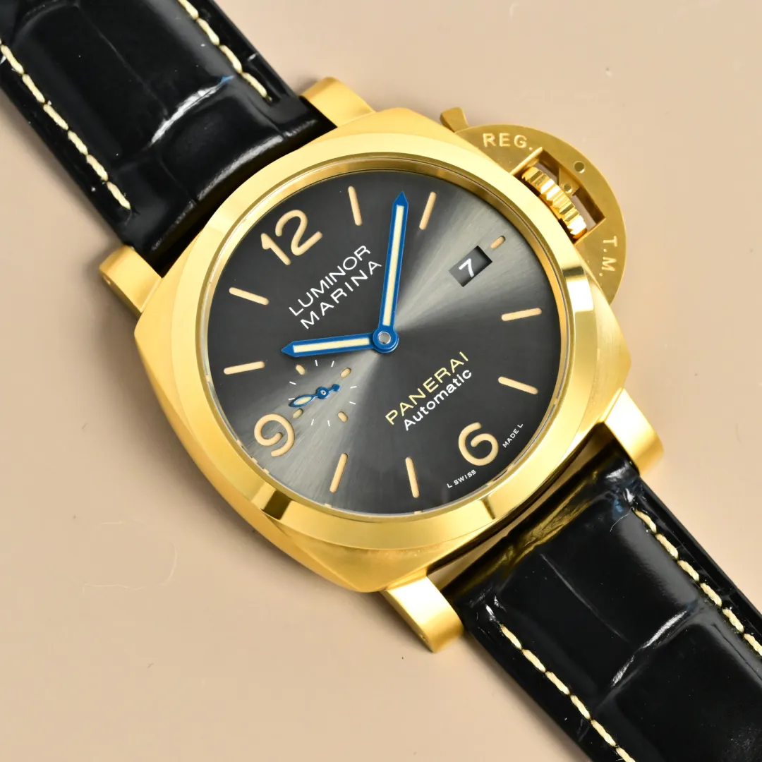 VS Factory Panerai Luminor Marina Automatic Gold Case Black Dial Men’s Watch with Black Alligator Leather Strap Reliable 792