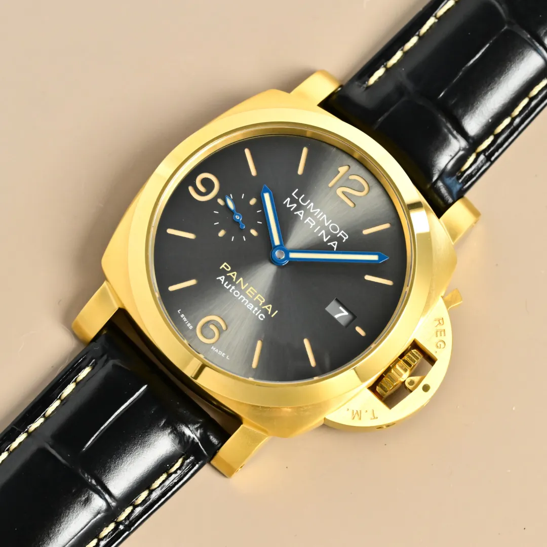 VS Factory Panerai Luminor Marina Automatic Gold Case Black Dial Men’s Watch with Black Alligator Leather Strap Reliable 792
