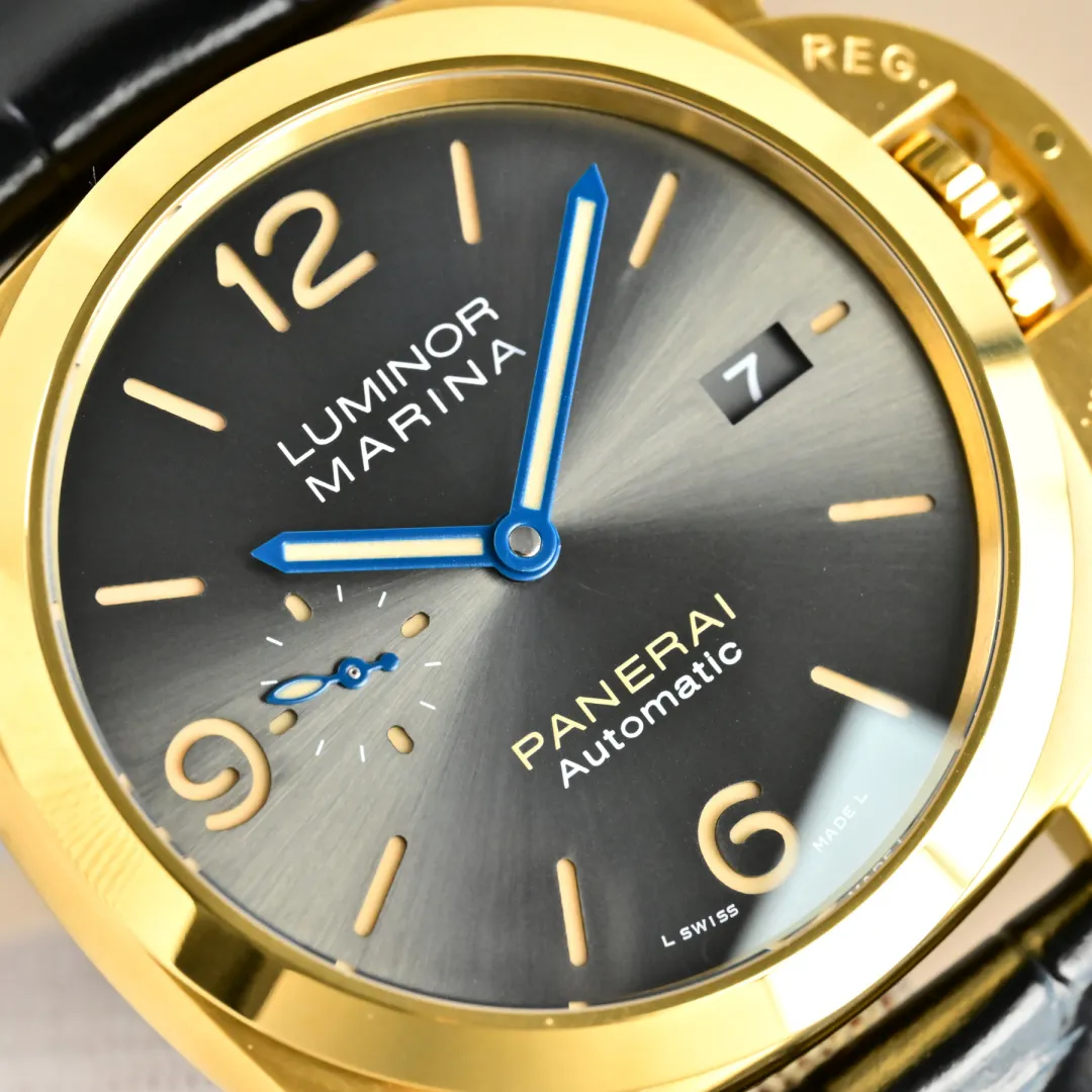 VS Factory Panerai Luminor Marina Automatic Gold Case Black Dial Men’s Watch with Black Alligator Leather Strap Reliable 792