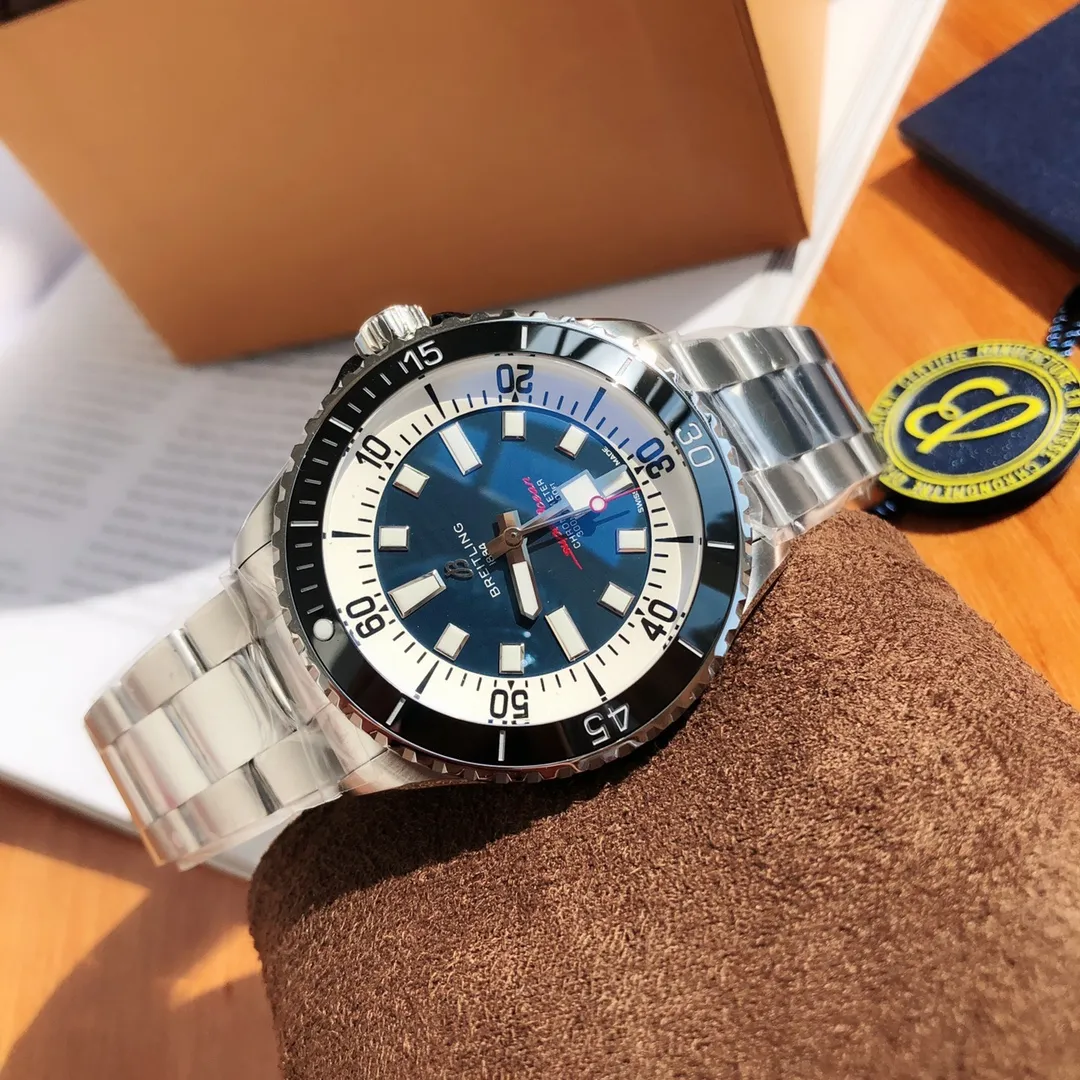 BLS Factory Breitling Superocean Heritage Automatic Blue Dial Men’s Dive Watch with Stainless Steel Breathable 2644