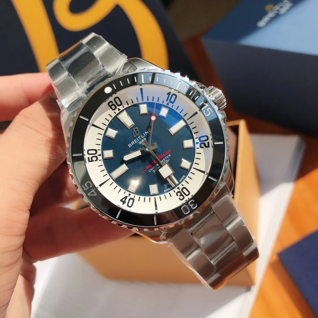 BLS Factory Breitling Superocean Heritage Automatic Blue Dial Men’s Dive Watch with Stainless Steel Breathable 2644