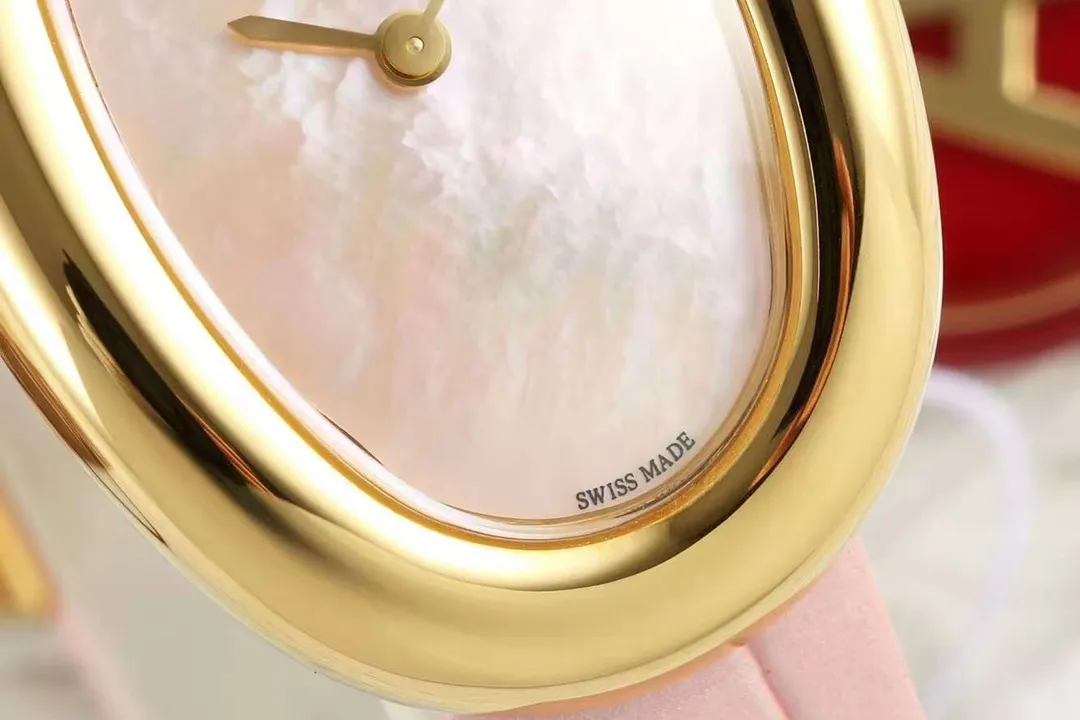 AF Factory Cartier Baignoire Oval Pink Mother-of-Pearl Dial Yellow Gold Case Pink Leather Strap Women’s Luxury Watch FreshLook 5425
