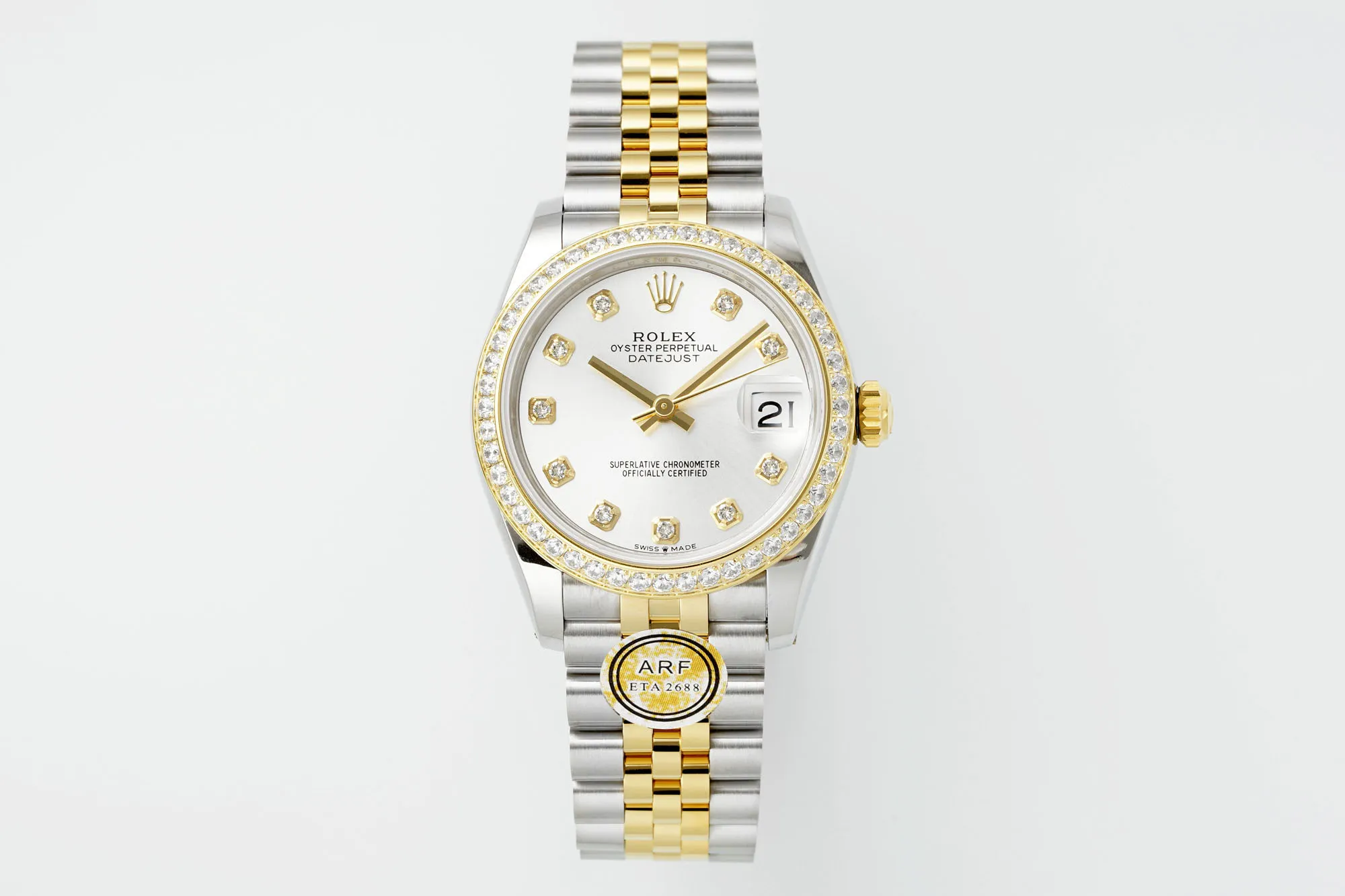 Chic AR Factory Rolex Lady-Datejust 31mm Stainless Steel and 18K Yellow Gold Diamond Bezel White Dial Jubilee Bracelet Watch 4994