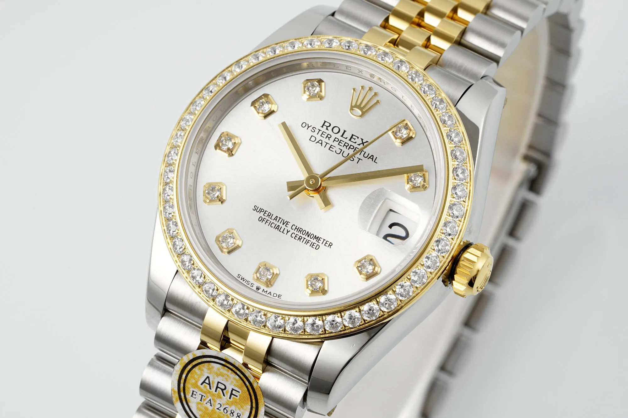 Chic AR Factory Rolex Lady-Datejust 31mm Stainless Steel and 18K Yellow Gold Diamond Bezel White Dial Jubilee Bracelet Watch 4994