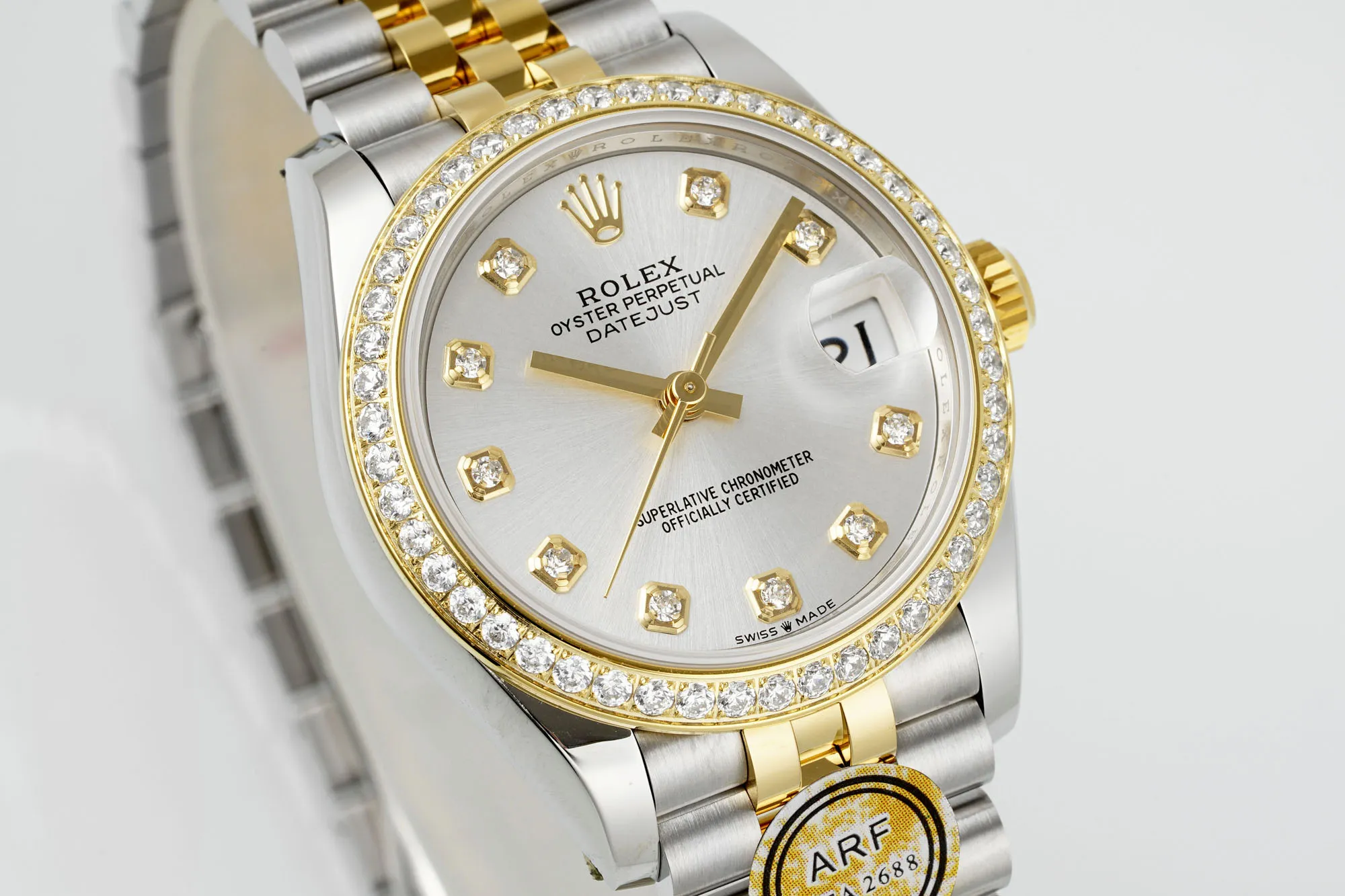 Chic AR Factory Rolex Lady-Datejust 31mm Stainless Steel and 18K Yellow Gold Diamond Bezel White Dial Jubilee Bracelet Watch 4994