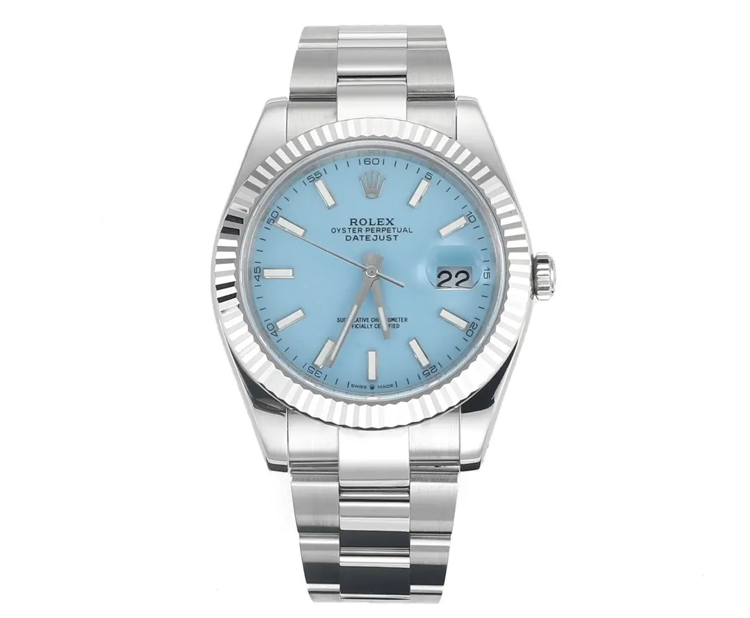 Bold Rolex Datejust with 3235 Movement – Silver Stainless Steel, Ice Blue Dial, Fluted Bezel, Super Clone 119