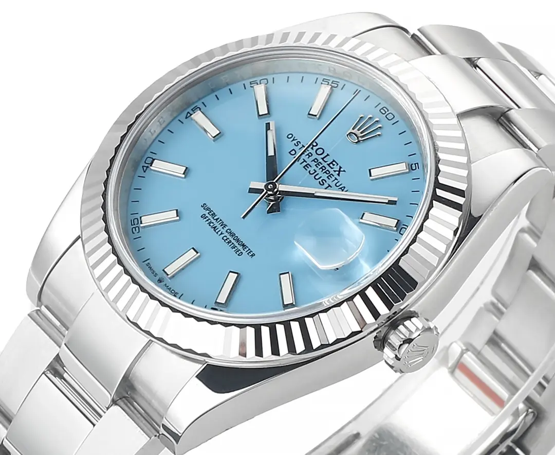 Bold Rolex Datejust with 3235 Movement – Silver Stainless Steel, Ice Blue Dial, Fluted Bezel, Super Clone 119