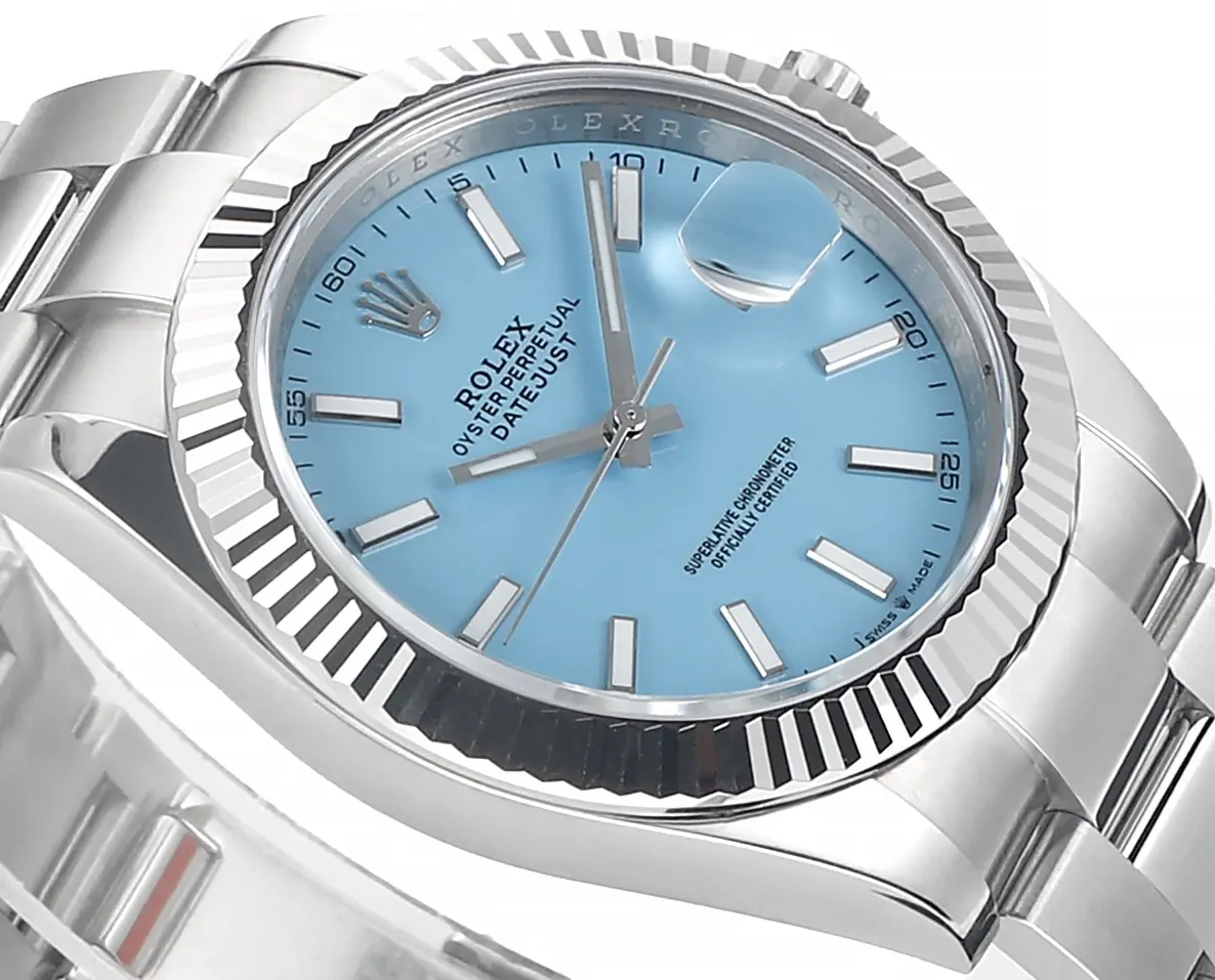 Bold Rolex Datejust with 3235 Movement – Silver Stainless Steel, Ice Blue Dial, Fluted Bezel, Super Clone 119