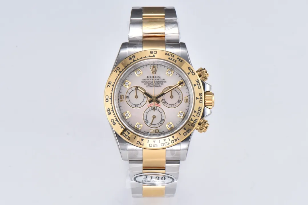 BT Factory Rolex Daytona Watch with Moissanite Diamonds – Two-Tone with Mother-of-Pearl Dial by VSF Watches Brand Vibrant 4816