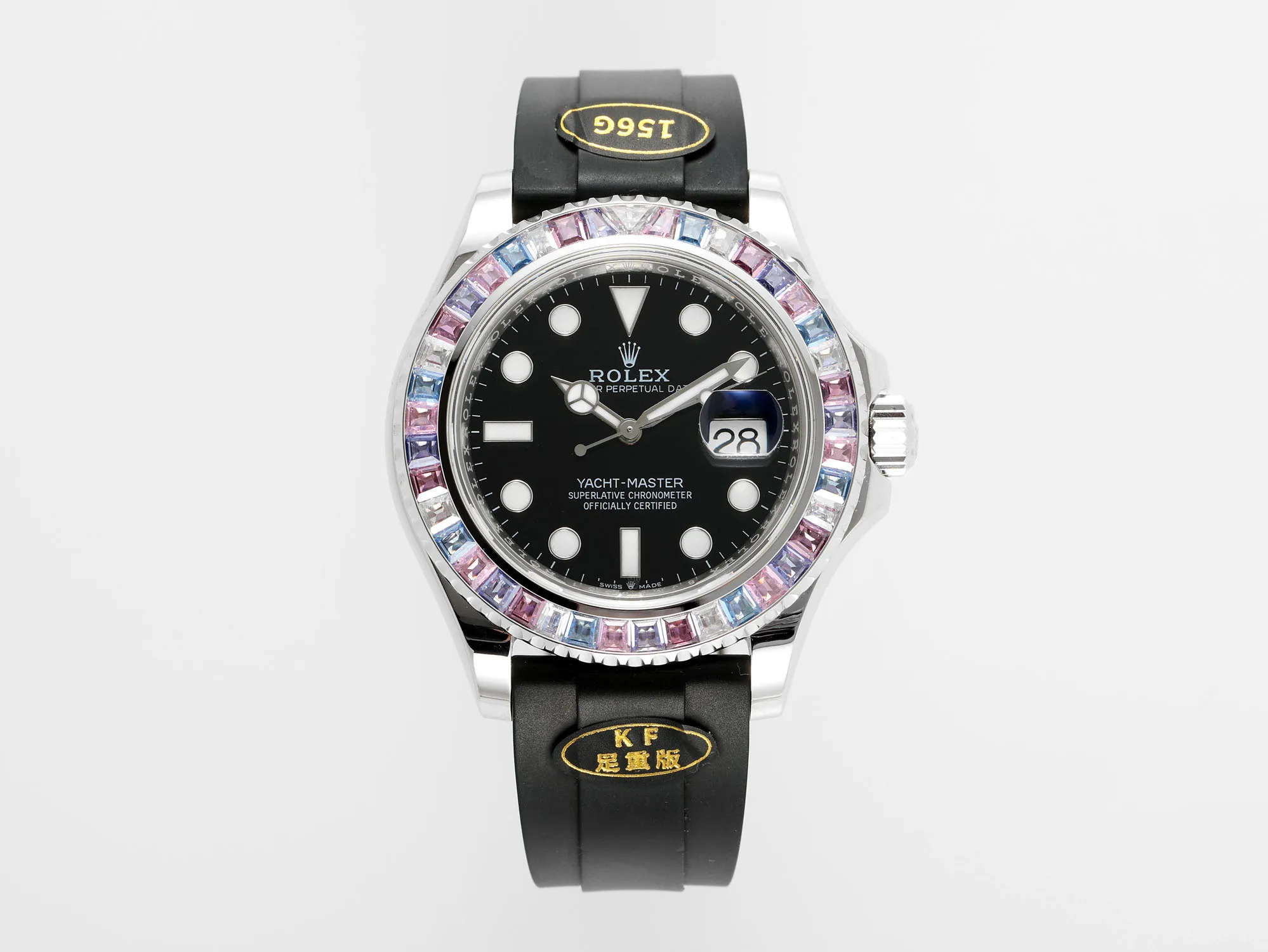 SoftTouch Rolex Yacht-Master “Heavy Edition” – Black Dial with Rainbow Bezel, Rubber Strap &  Quality Craftsmanship 352